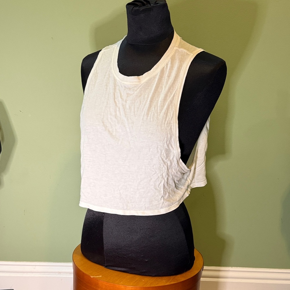 Lululemon White Sleeveless muscle racerback Crop Top